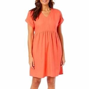 Briggs Coral Linen Blend Dress Size XL Cottagecore CoastalGrandma VacationOutfit